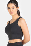 Zelocity Medium Impact Longline Padded Sports Bra - Jet Black — thumbnail 3
